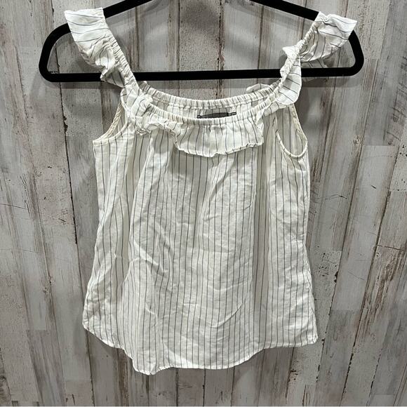 Reformation Stripe Lightweight Tank Top Ruffle Sleeve - Picture 1 of 6